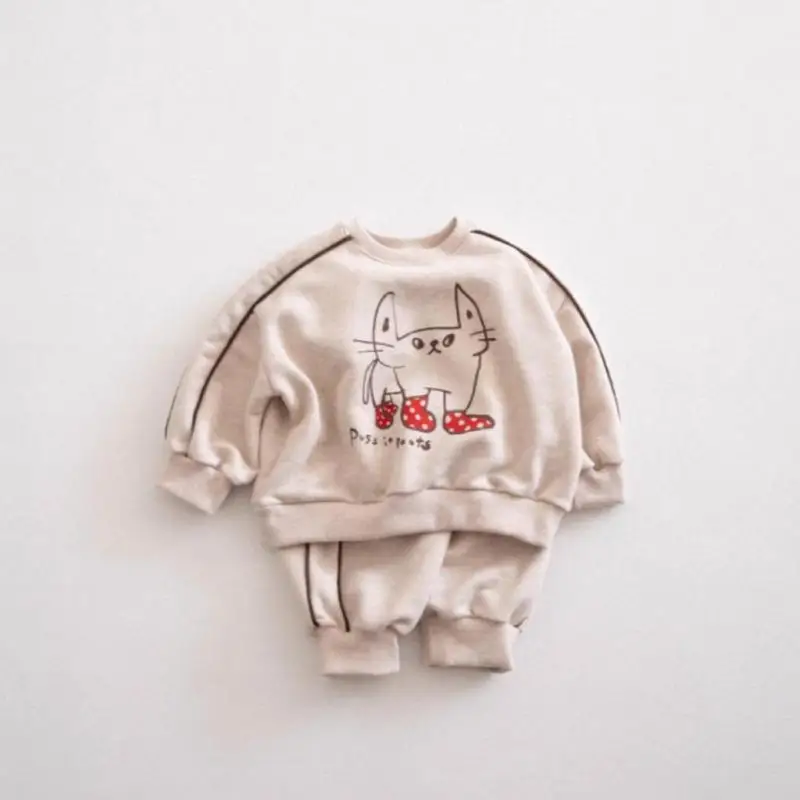 

2025 Autumn New Baby Long Sleeve Clothes Set Boys Girls Cartoon Print Sweatshirt + Pants 2pcs Suit Kids Fashion Casual Outfits
