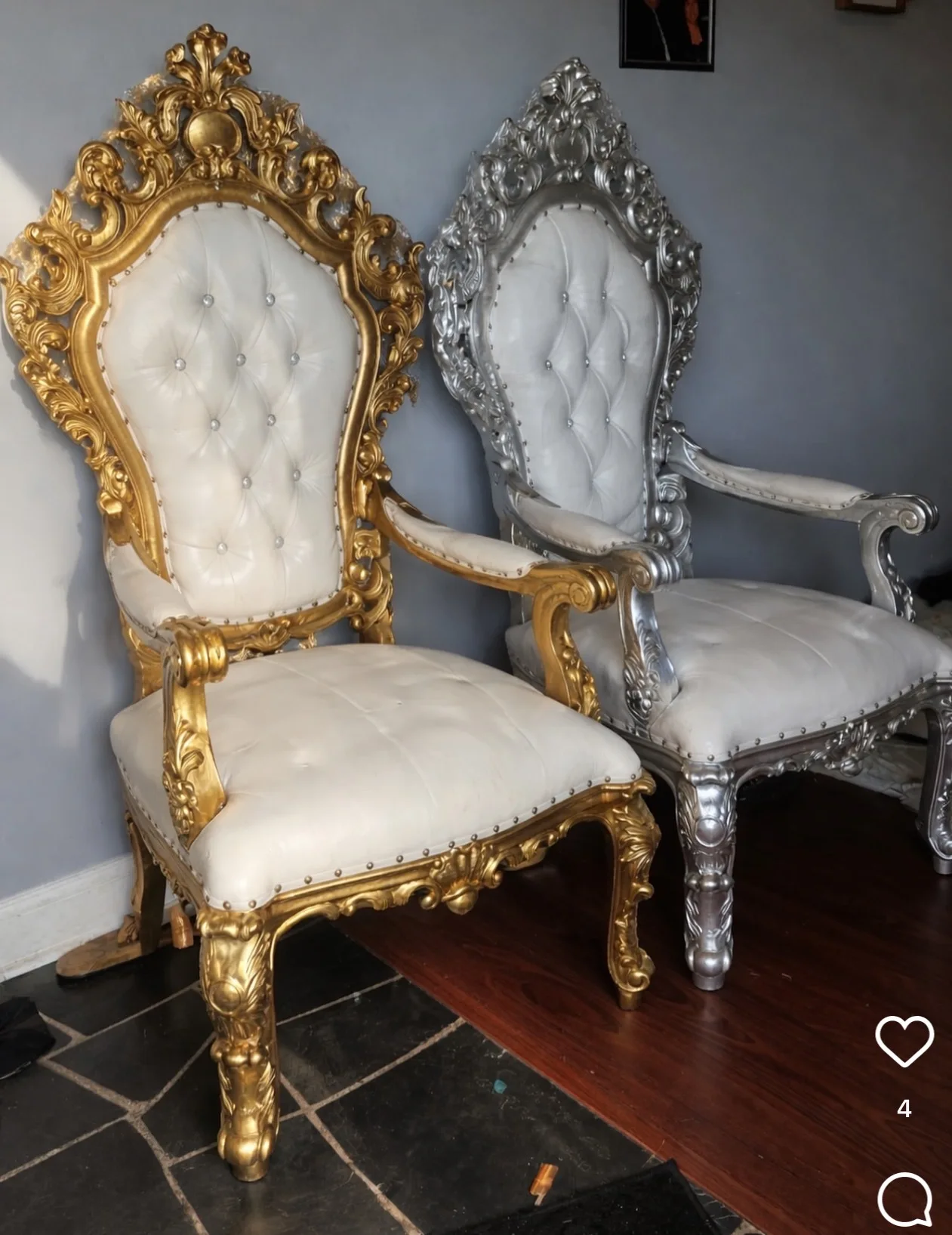 2pcs Good Design Royal Wholesale Wedding Event Hotel Restaurant Banquet Hotel Stainless Steel Throne Wedding Chair