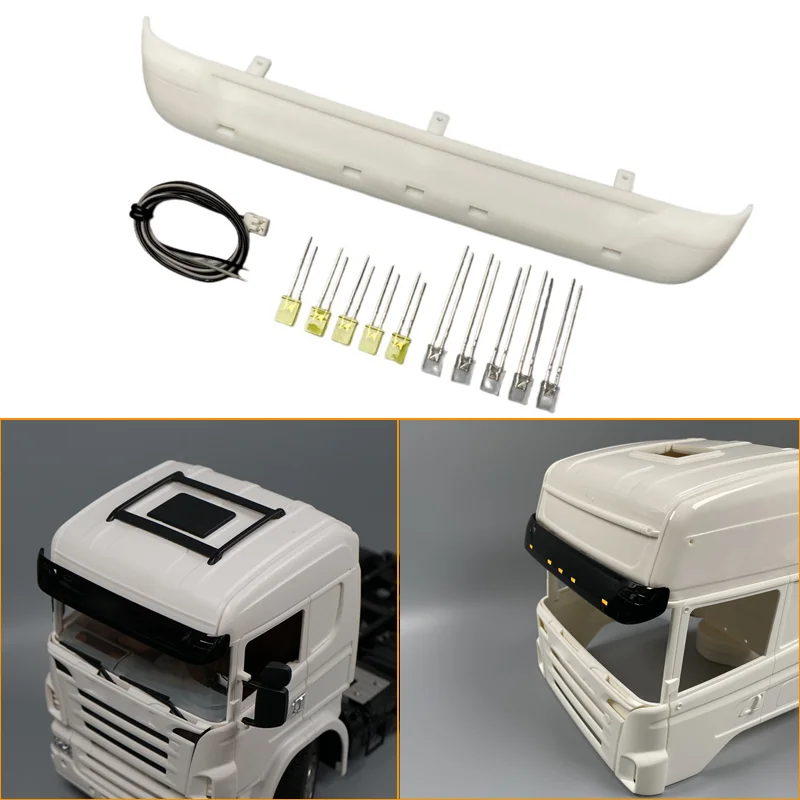 1pcs Plastic Sun Visor with Lights for 1/14 Tamiya RC Truck for SCANIA R730 R620 R470 56323 Car
