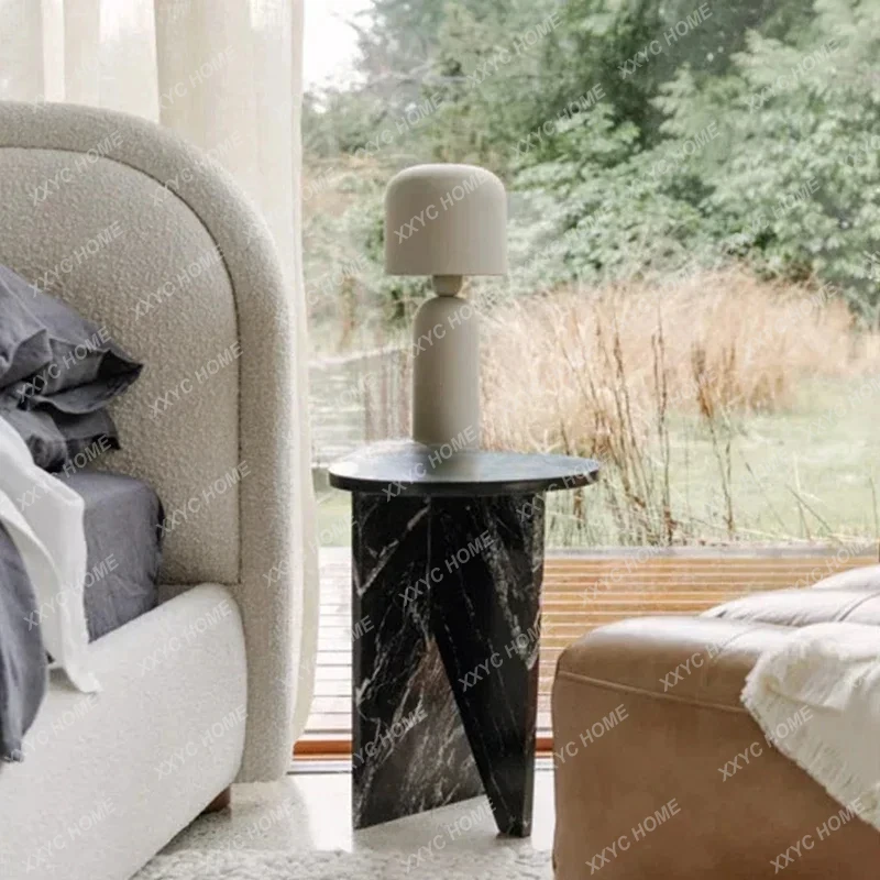 

Приставной столик из натурального мрамора в скандинавском стиле, креативная простота, стол с круглым краем, размер журнального столика для домашнего искусства