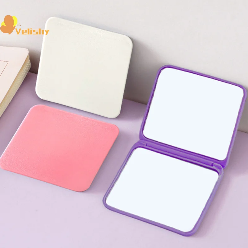 مرآة مكياج قابلة للطي، مرآة جيب محمولة عالية الوضوح، مرآة مكياج نسائية مزدوجة الجانب، مستطيلة لمستحضرات التجميل