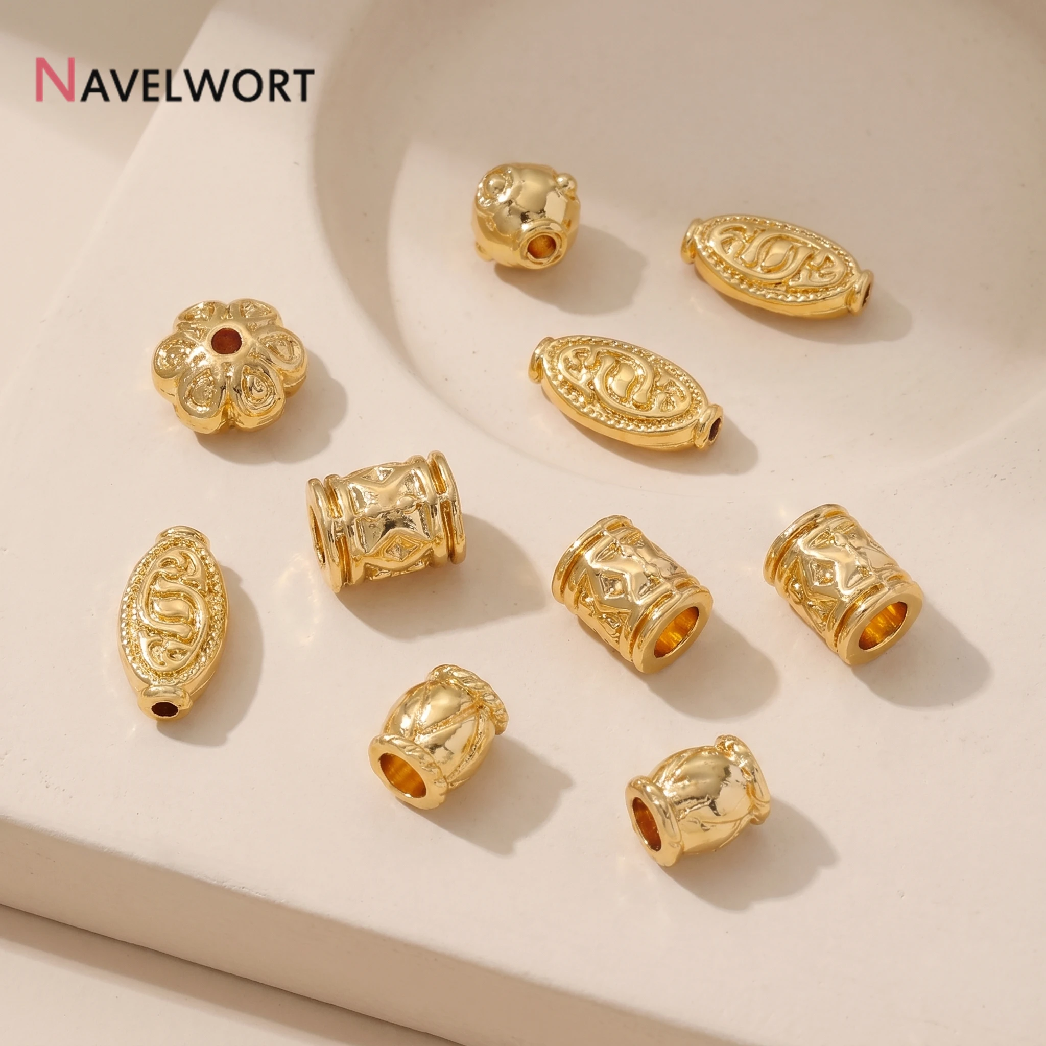 14K Gold Plated Brass Metal Tube Beads Spacer Beads, Separator for Beads, Jewelry DIY Bracelet Necklace Making Accessories