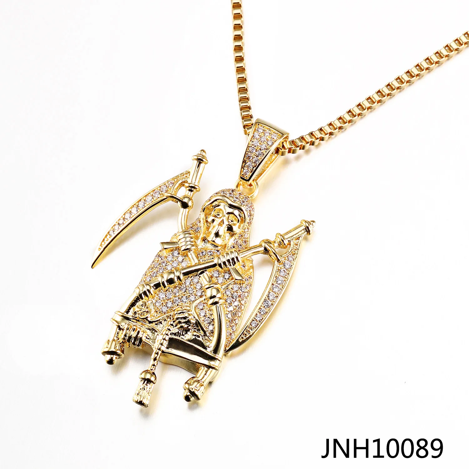 Iced Out Pendants Vvs Hip Hop Reaper Sickle Men's and Women's Necklace Gold Plated Diamond Fashion Jewelry