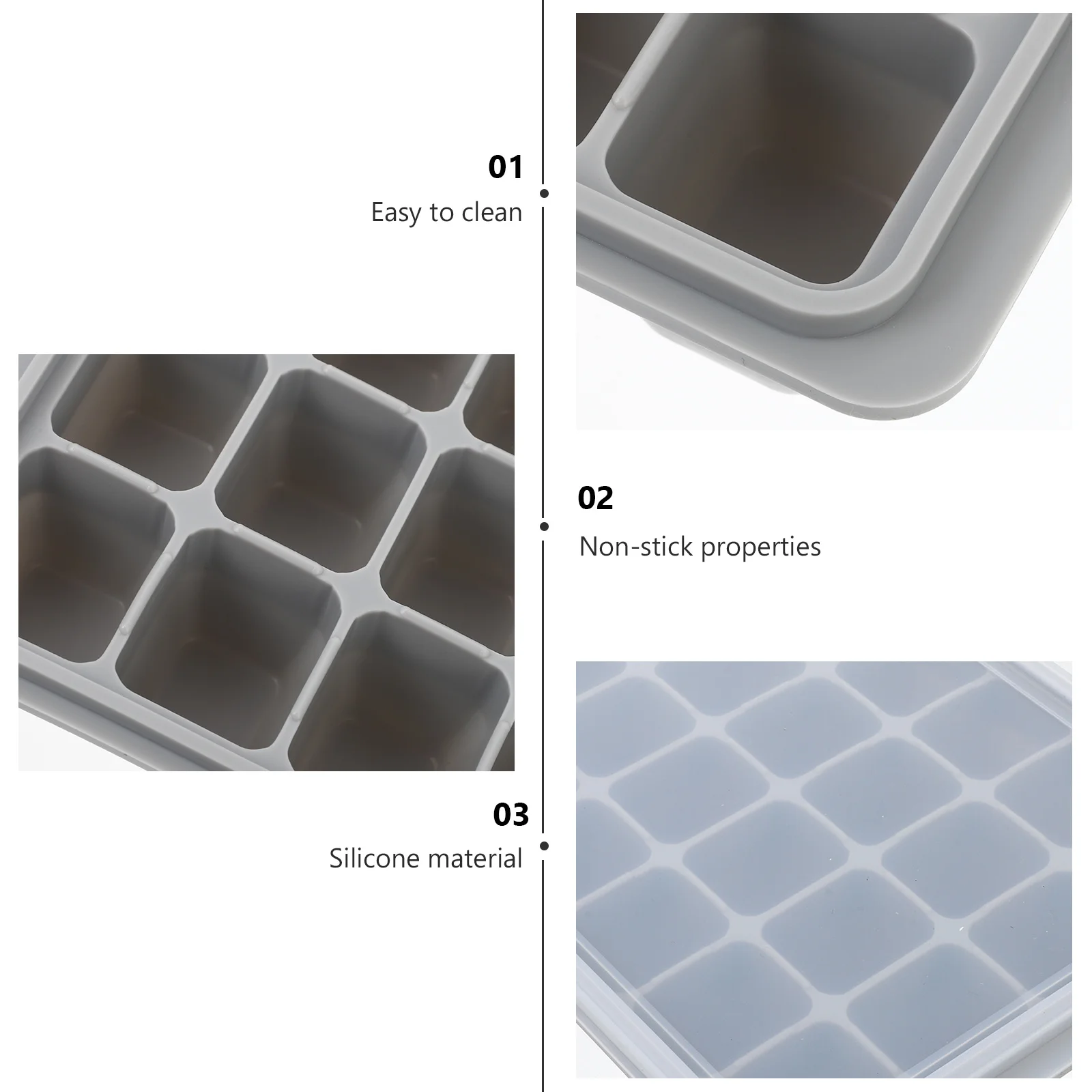 

Nonstick Multipurpose Ice Cube Mold 28 Large Cubes DIY Silicone Tray with Lid for Odor Free Freezing and Juice Filling