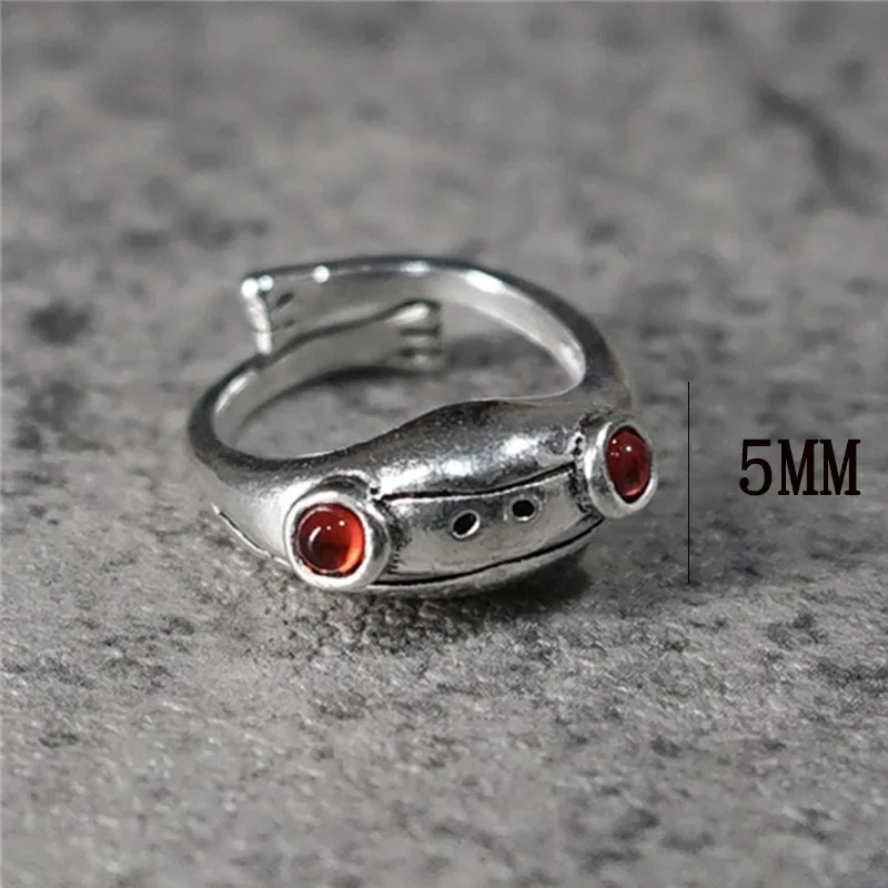 Anillo de acero inoxidable con apertura de rana y piedra de ojos rojos, regalo para mujer, conjunto de animales para fiesta infantil, conjunto de joyería clásico para hombre, venta al por mayor