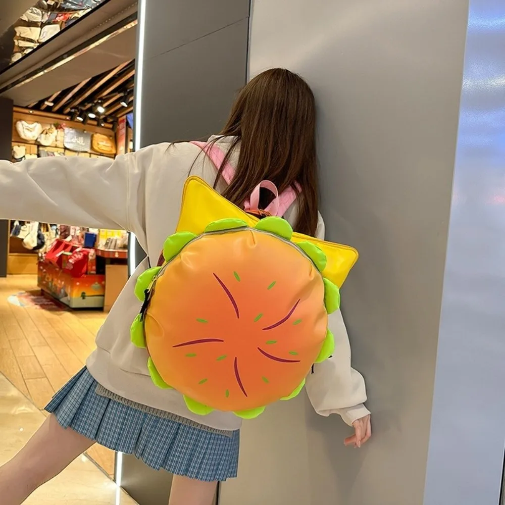 

Trendy Large Capacity Cheeseburger Backpack Waterproof Multi-layer Hamburger Backpack Lovely Style Burger Backpack Daily Use