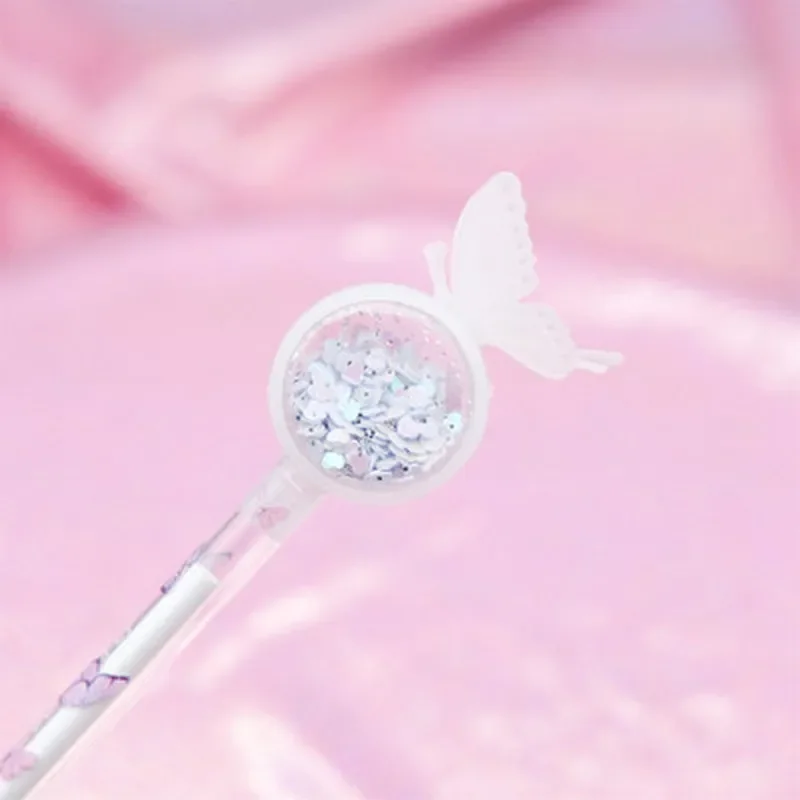 4 عبوات من أقلام الجل على شكل فراشة لطيفة، قلم توقيع للكتابة على الطلاب، مستلزمات مدرسية، أدوات مكتبية، لون عشوائي