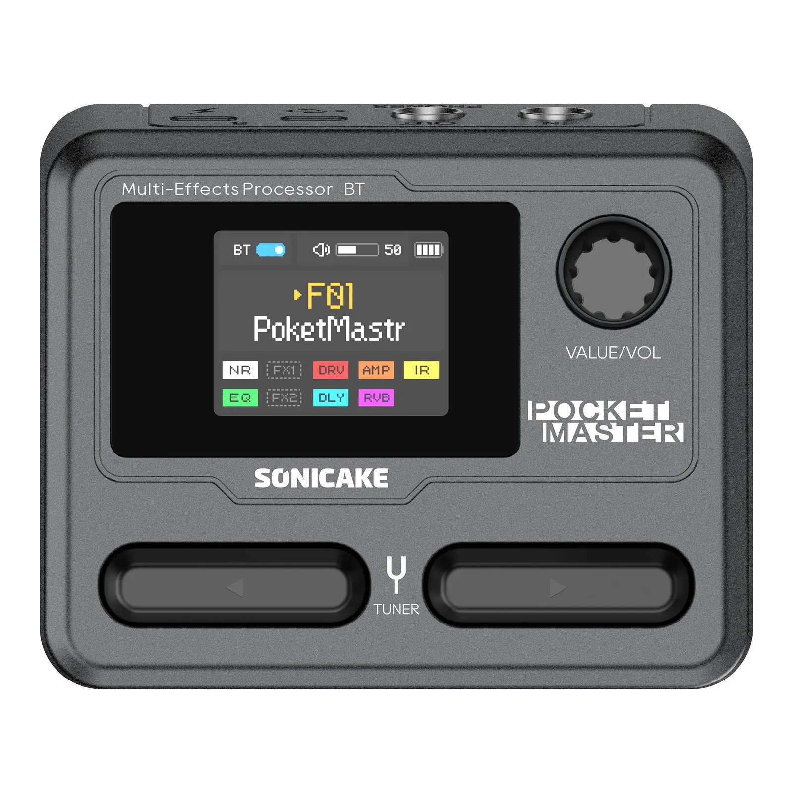 SONICAKE Pocket Master Mini Guitar Bass Amp Modeling IR Cabinets Multi-Effects 1.77" LCD color screen Built-in battery QME-10