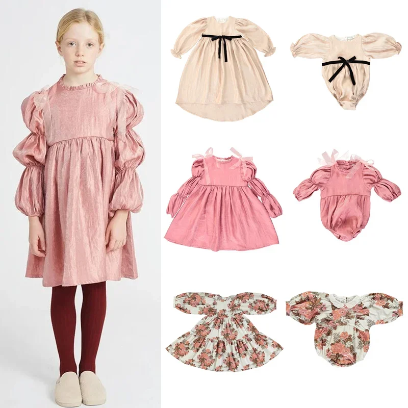 Baby Girl Clothes Bebe Brand Toddler Girls Dress 2024 New Spring Long Sleeve Kids Cute Infant Rompers Vintage Children Clothes