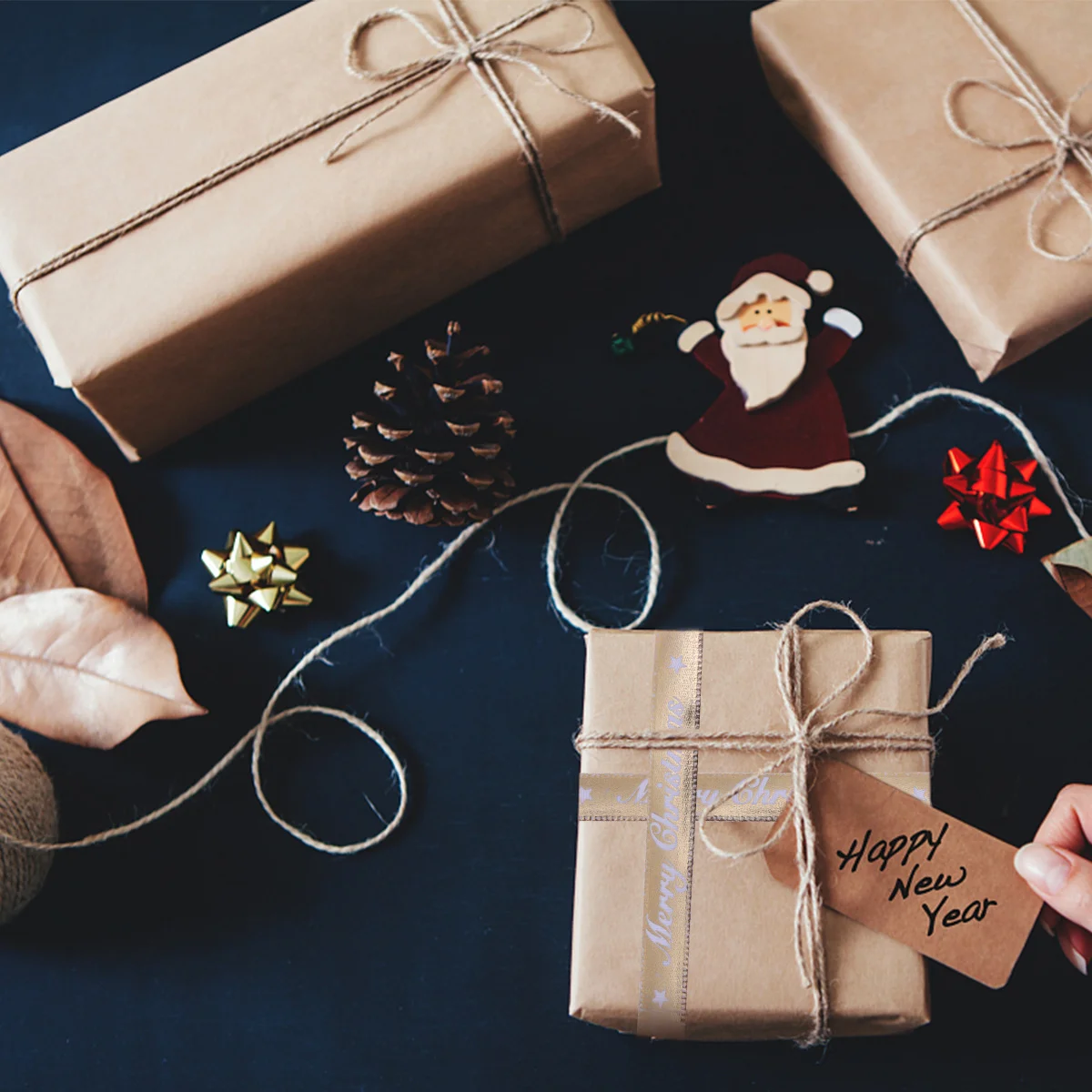 

Рождественская тематическая лента длиной 25 м, золотая для подарочной упаковки, украшения для свадебной вечеринки, праздничные банты, рождественская лента