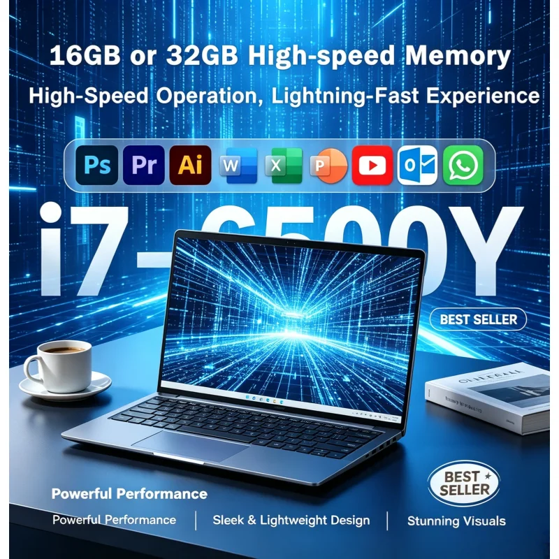 

15.6 Inch Laptop Large Screen 32GB RAM 2TB SSD Intel 6500Y Office Windows 11 Notebook 5000mAh Gamer PC Backlit Fingerprint 8K