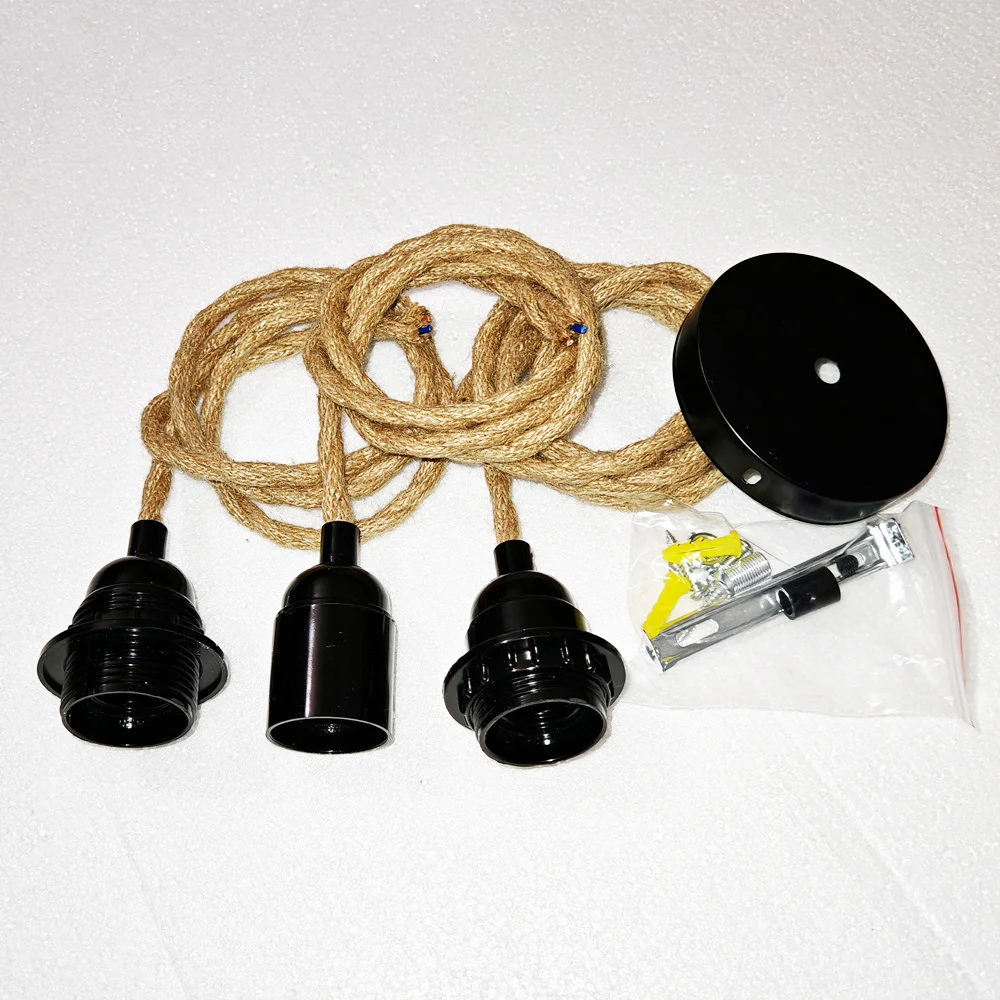 Jute Rope Pendant Lamp Ceiling Lighting Fitting E27 Bakelite Lamp Holder Hanging Kits with Hemp Rope  Cable Holder Lamp Socket
