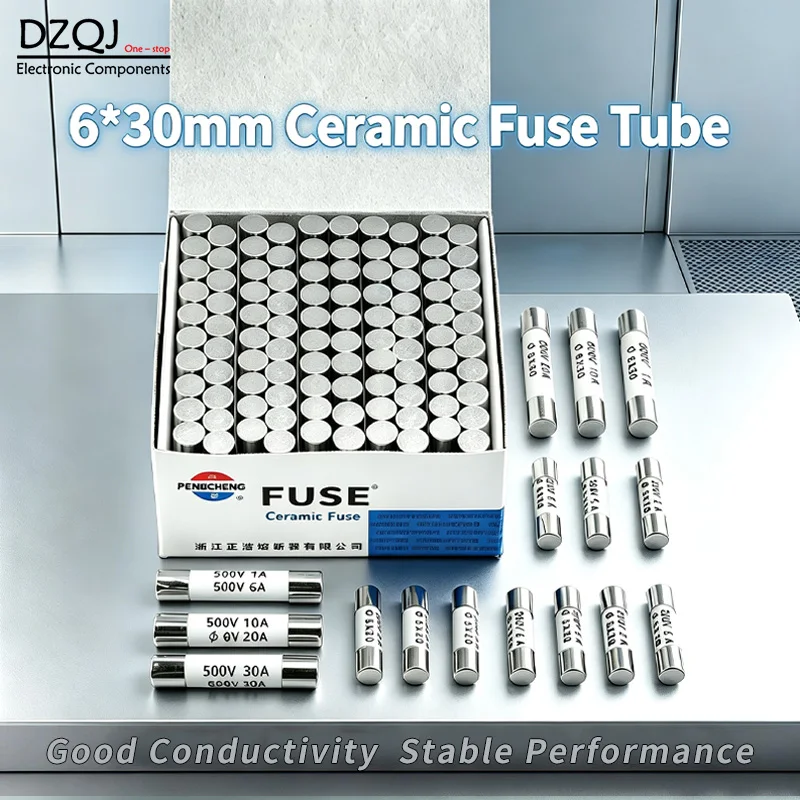 DZQJ 6×30mm Ceramic Fuse Tube RO54/RO58, 250V, 1/2/3/4/5/6/8/10/20/30A