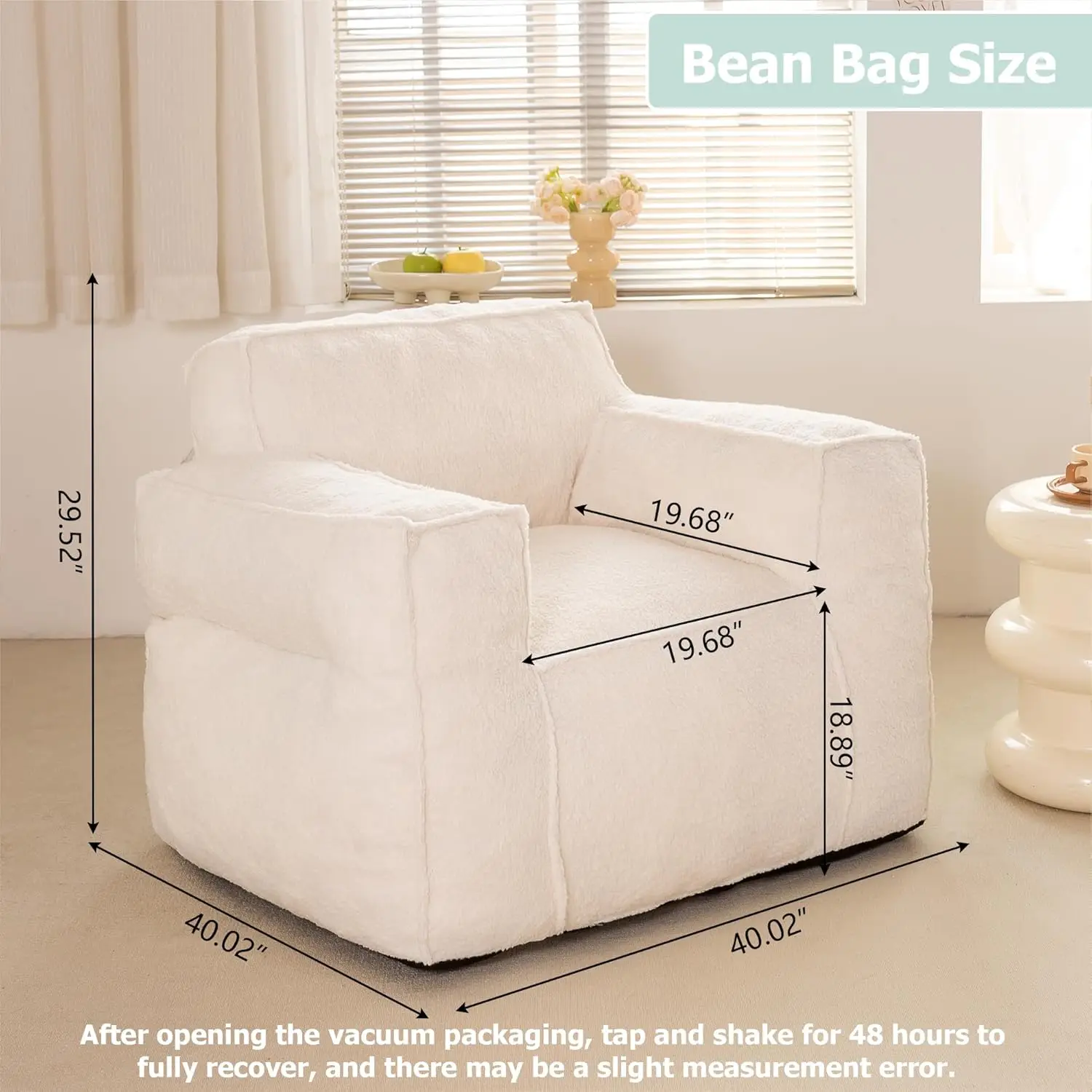 Giant Bean Bag Chair for Adult, Bean Bag Sofa Couch with Soft Stuffed Memory Foam, Comfy and Lazy Sofa for Dorm, Apartment, Livi