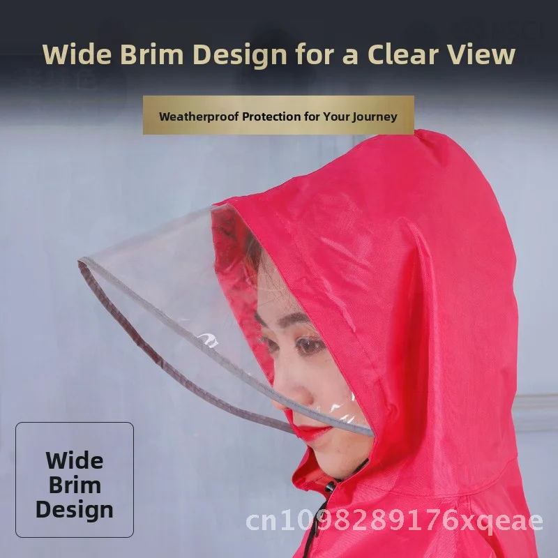 

Zhuo Thickened Oxford Cloth Dry Raincoat Bicycle Poncho Luminous Transparent Big Brim for Electric Car Adult Size XXXL
