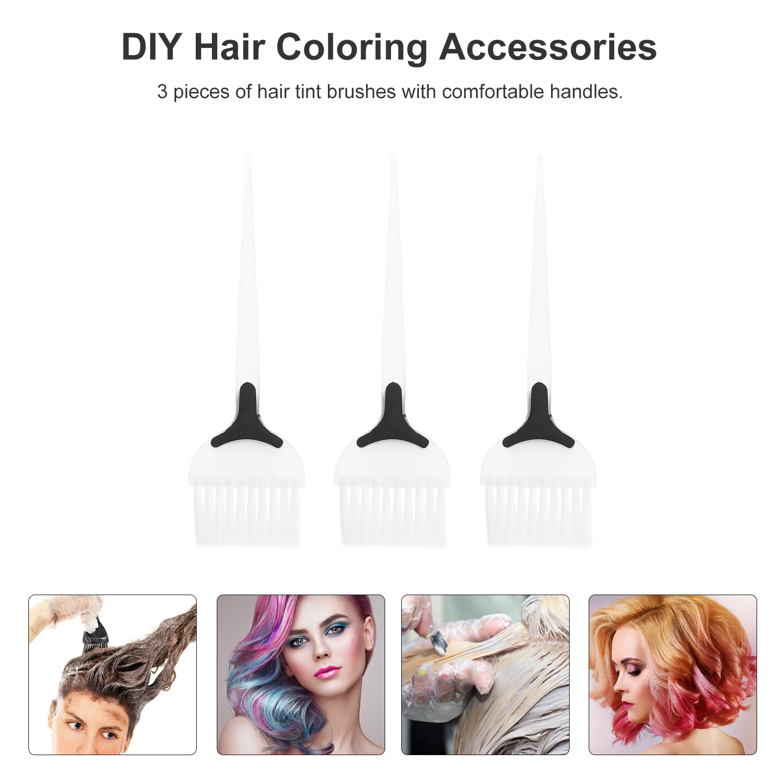 

3Pcs Hair Dye Brushes High Performance Reusable Hair Coloring Accessories for Home Use Ergonomic Design Easy to Control Styling