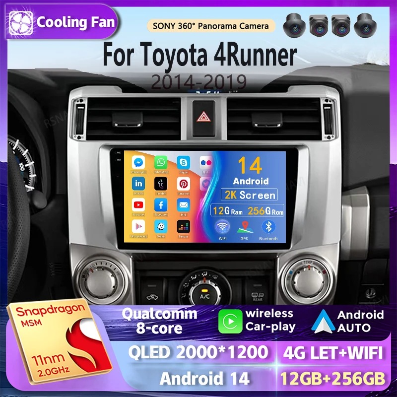 

Android 14 wifi+4G Carplay Car Radio For Toyota 4Runner 4 Runner 2014 - 2019 Navigation GPS Video Player Stereo Multimedia Auto