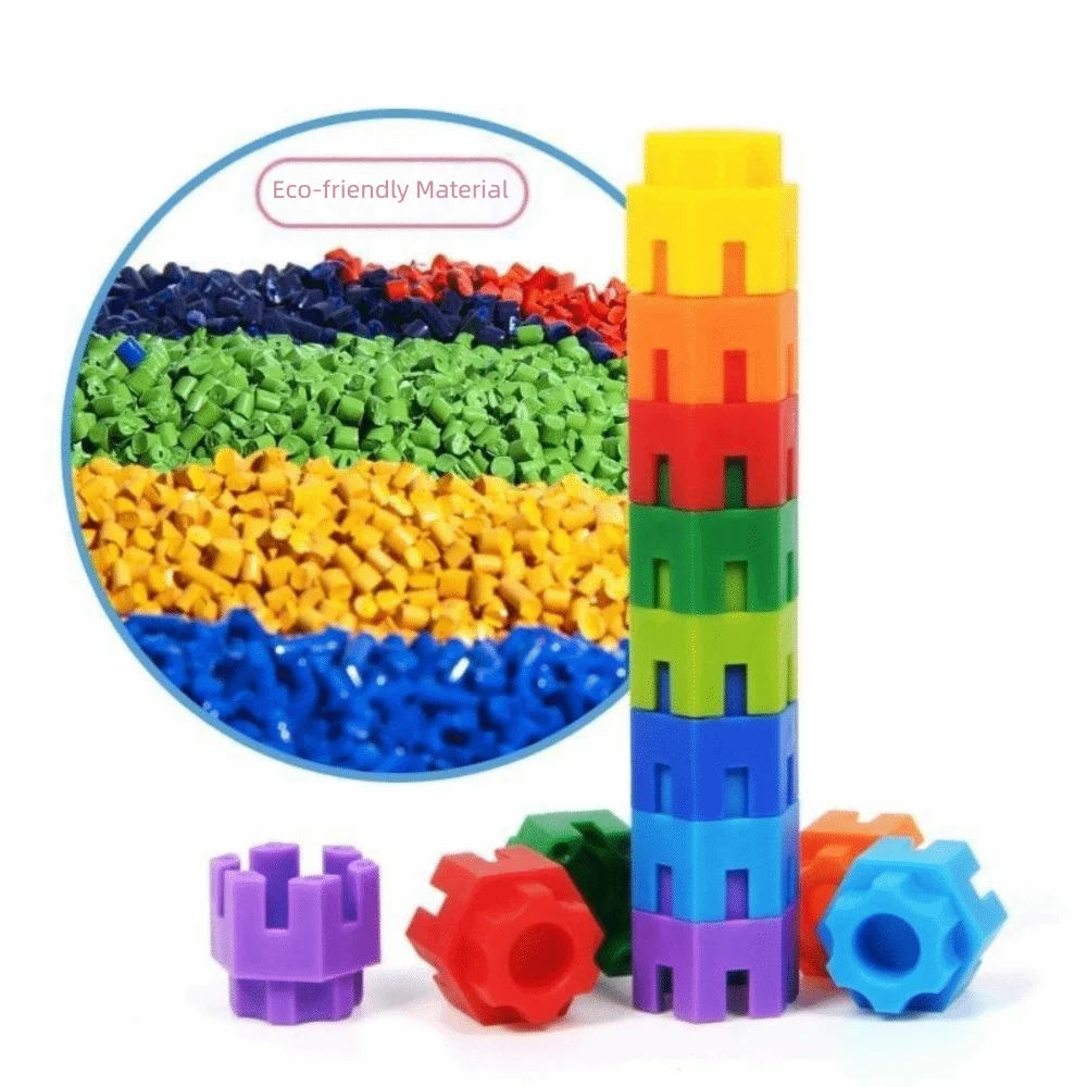 Large Particle Building Block Plastic Colorful Hexagonal Building Blocks Gear Insertion Assembly Puzzle Educational Puzzle