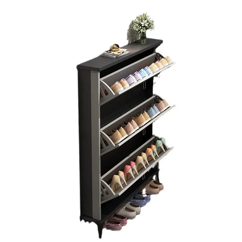 Ultra-thin shoe cabinet, large-capacity tipping bucket cabinet storage shoe rack outside the door of the home