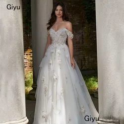 Giyu Fairy Lace Followers Wedding Dress For Woman Sweetheart Collar Detachable Shoulders Vestidos Novias Boda Bridal Gown