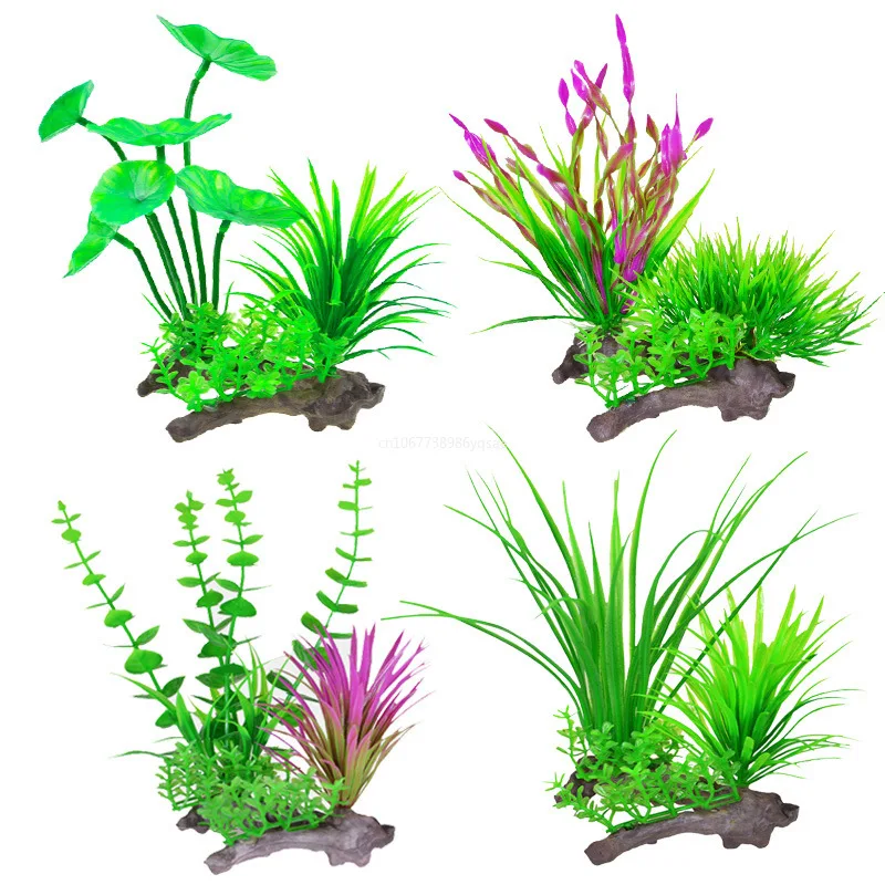 1pcs Artificial Underwater Plastic Plants Aquarium Fish Tank Aquatic Fake Shrub Green Water Grass Viewing Simulation Decoration