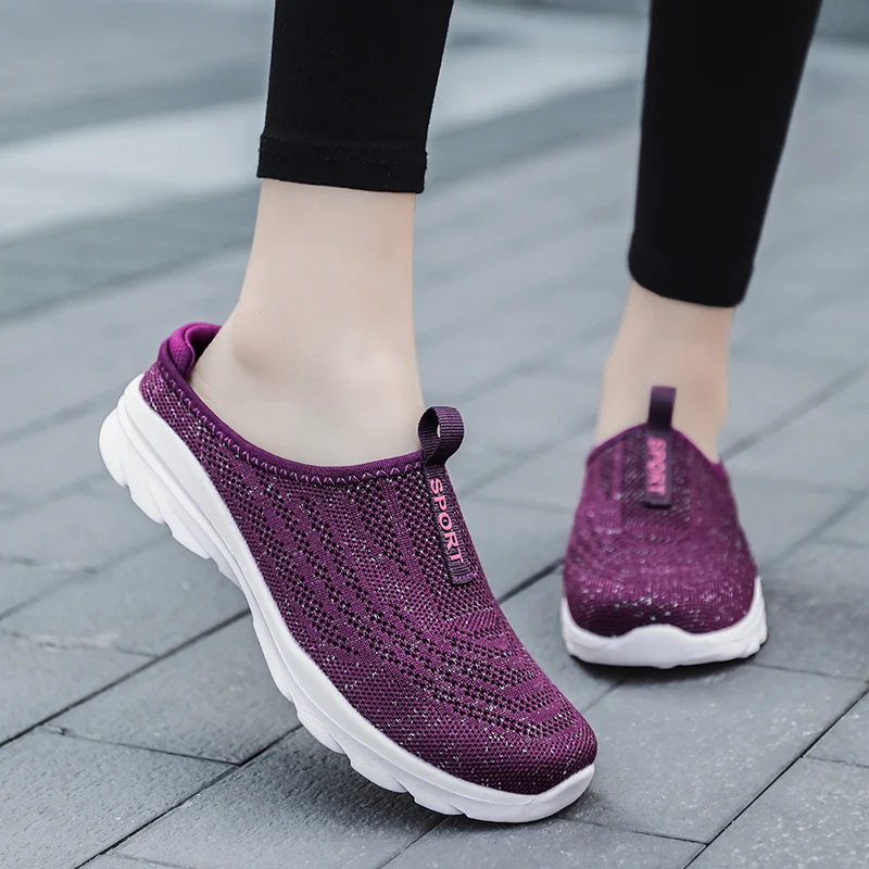 

Дышащая легкая женская обувь, повседневные полутапочки, уличные туфли на плоской подошве, качественная обувь Zapatos De Mujer, женские тапочки, Zapatillas