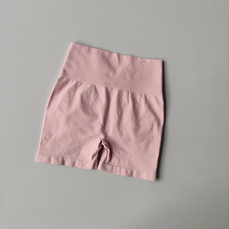 Pfirsichfarbene Fitness-Shorts für Damen, Sport-Shorts zur Po- und Hüftstraffung, Yoga-Shorts mit hoher Taille und hohem Bauchkomfort, hochelastische Leggings – Detail 7