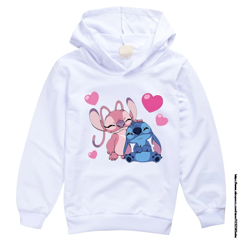 Sudadera con capucha de Lilo y Stitch para niño y niña, ropa de manga larga con estampado de dibujos animados, regalo de Navidad, primavera, 1-16 años