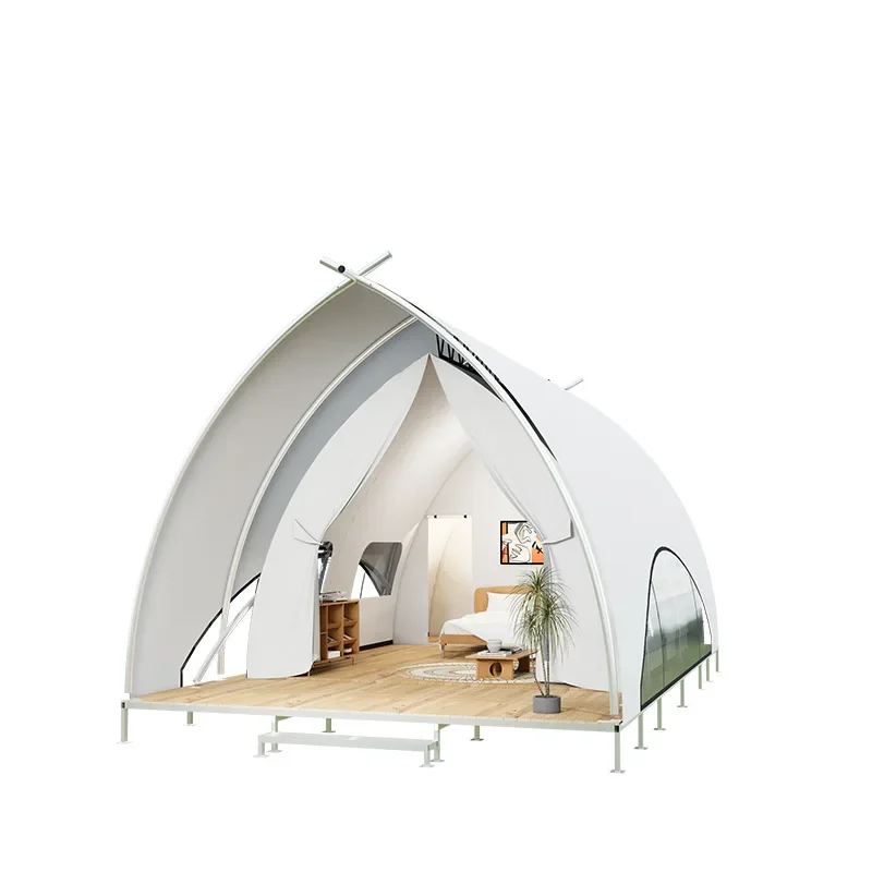 2026 High-Strength Waterproof Glamping Tents Luxury Oxford Fabric Dome Tent Sailboat Shape Hotel Safari Camping Steel Structure