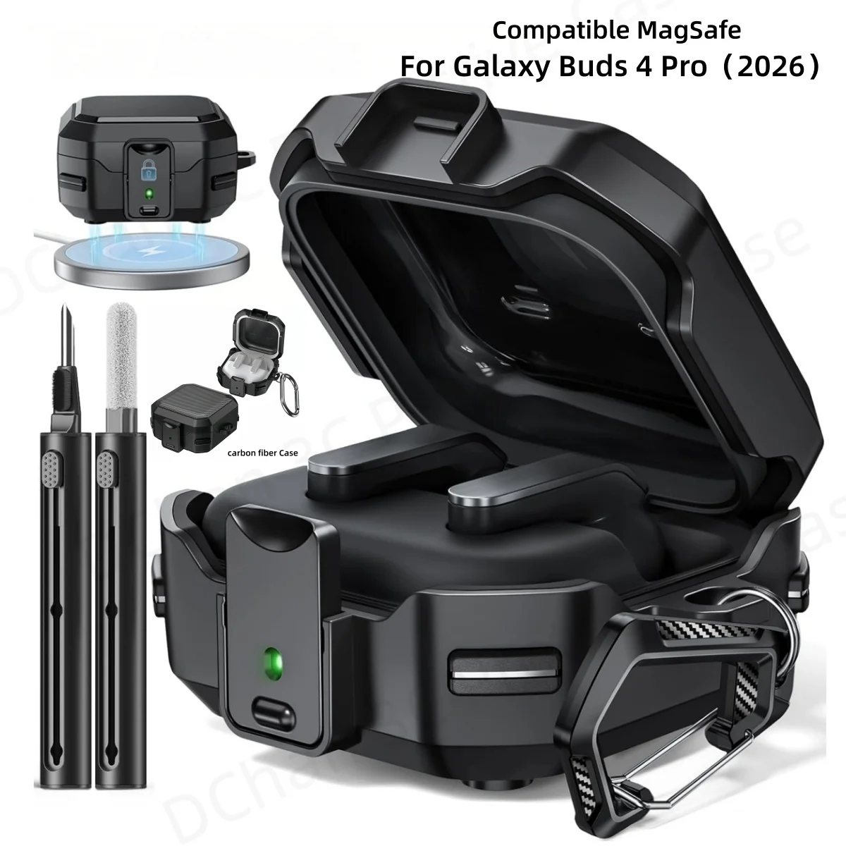  for MagSafe Samsung Galaxy Buds 4 Pro  Case With Safety Lock&Cleaning Kit& Keychain Case ﻿For Men Galaxy Buds 4 Pro Case 2026