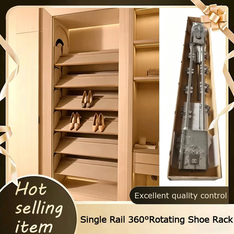 Electric 360 Rotate Lift Shoe Rack Hardware Multilayer Smart Storage Cabinet System Auto Turnover Space Saving Organizer