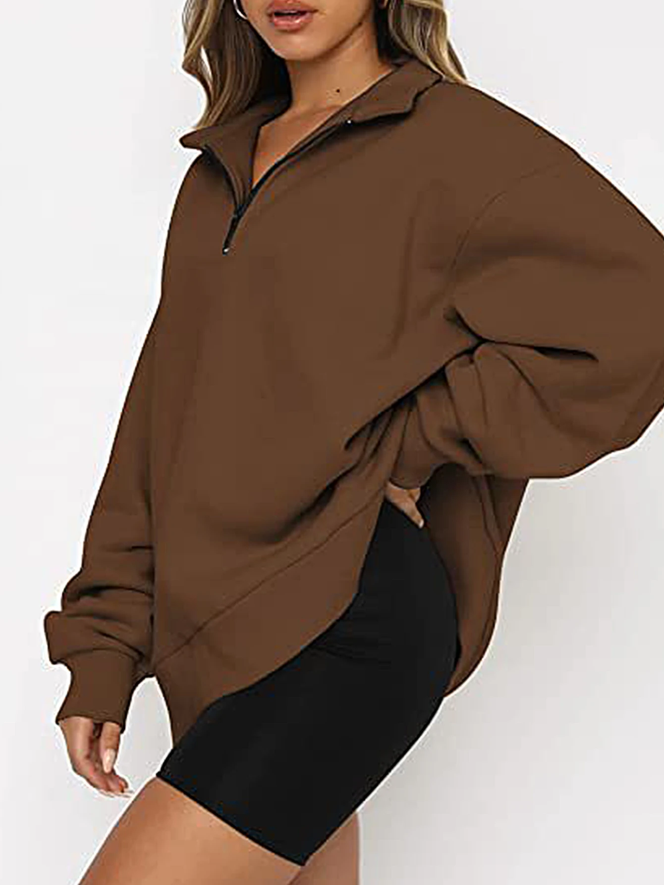 المرأة طويلة الأكمام بولو طوق بلوزات الخريف الشتاء أزياء اليومية الأساسية بساطتها عادي عارضة أعلى ل #5