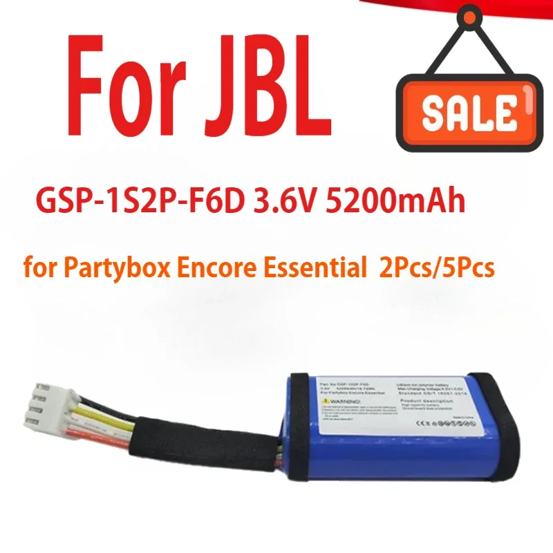 

3.6V/5200mAh High Capacity Speaker Battery GSP-1S2P-F6D for JBL Partybox Encore Essential 2Pcs/5Pcs