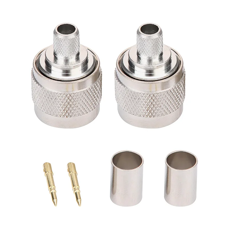 2PCS RF Coax Connector Lmr240 Cable L16 N Male Female Connector N Type Male Female Crimp for RG59 LMR240 CNT240 Brass Nickel
