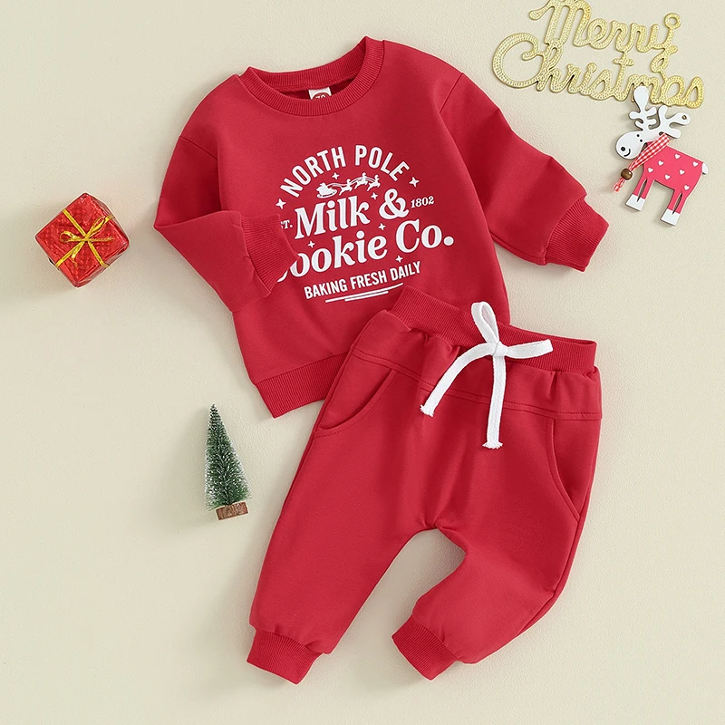 

Toddler Baby Boy Christmas Outfit Long Sleeve Crewneck Sweatshirt Top Jogger Pants Set Fall Winter Clothes