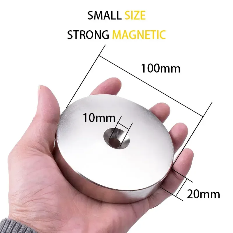 100x20-10mm Large Round Neodymium Magnet 100mm x 20mm Hole 10mm Super Powerful Strong Permanent Magnet imanes