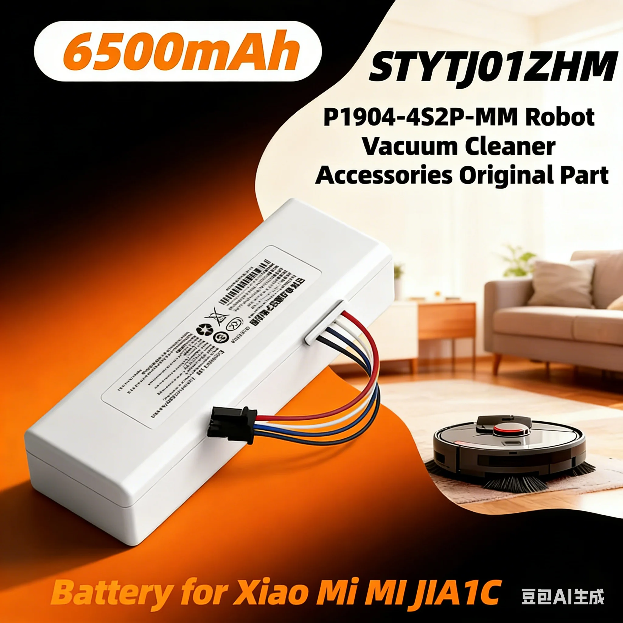 

Original P1904-4S2P-MM 14.4V 12800mAh Battery For Xiaomi Mijia 1C STYTJ01ZHM Robot Vacuum Mop Cleaner Replacement Parts