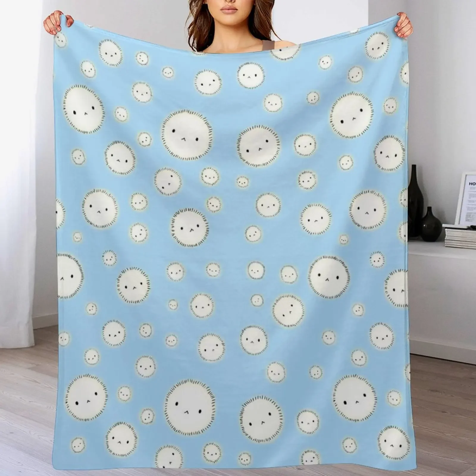 Noragami Yukine Puffball Pattern Throw Blanket Extra Large Throw Cute Plaid Picnic Thermals For Travel Blankets