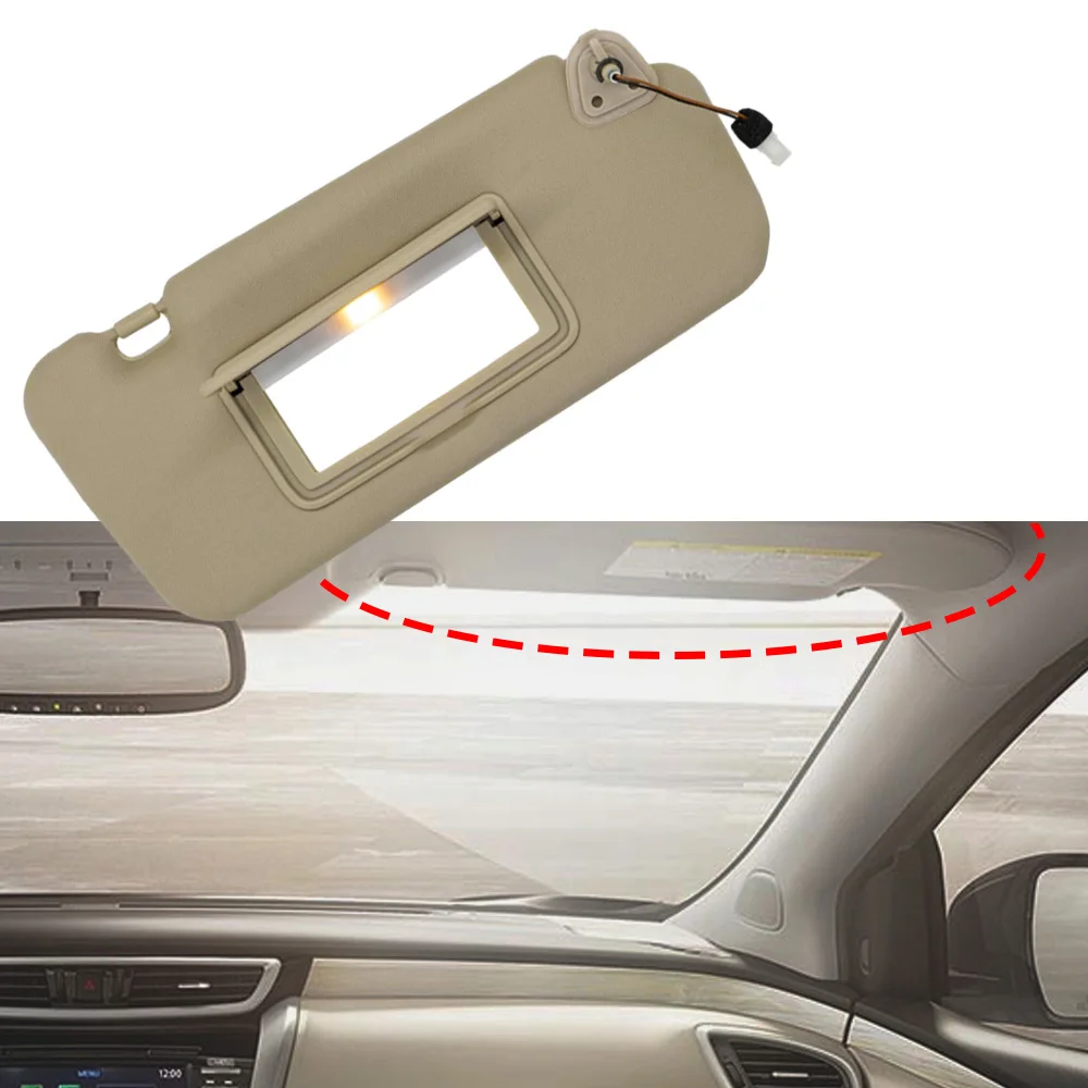 Grey /Beige Car Interior Sun Visor Panel with Mirror Light for Nissan Murano 2009 2010 2011 2012 2013 2014 Left Hand Drive 5