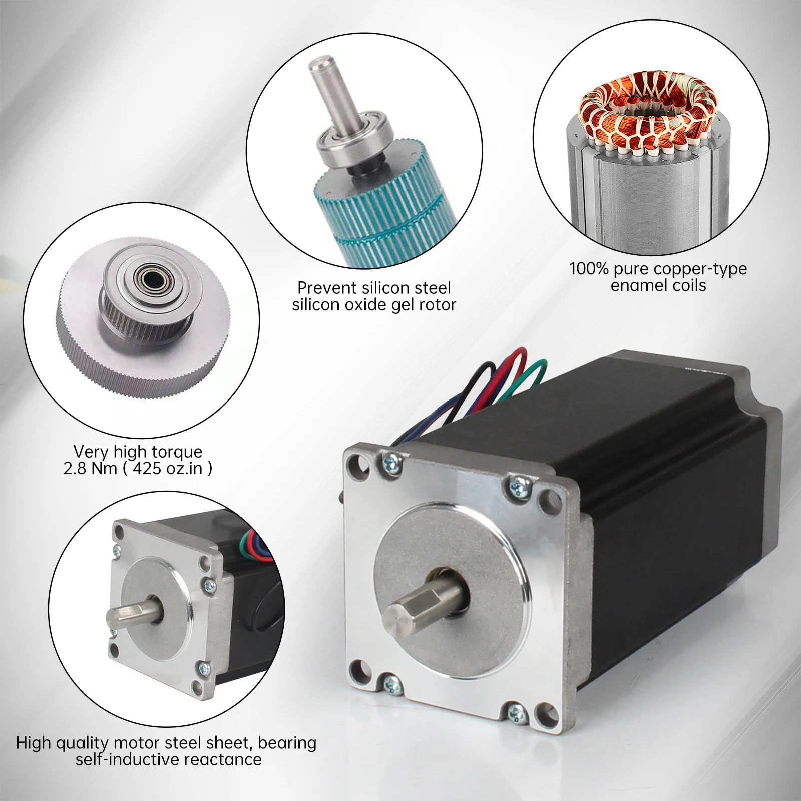 Nema23 Stepper Motor 57mm 2 Phase 280Ncm 4.2A Stepper Motor 4-lead Cable for 3D printer CNC Engraving Milling Machine