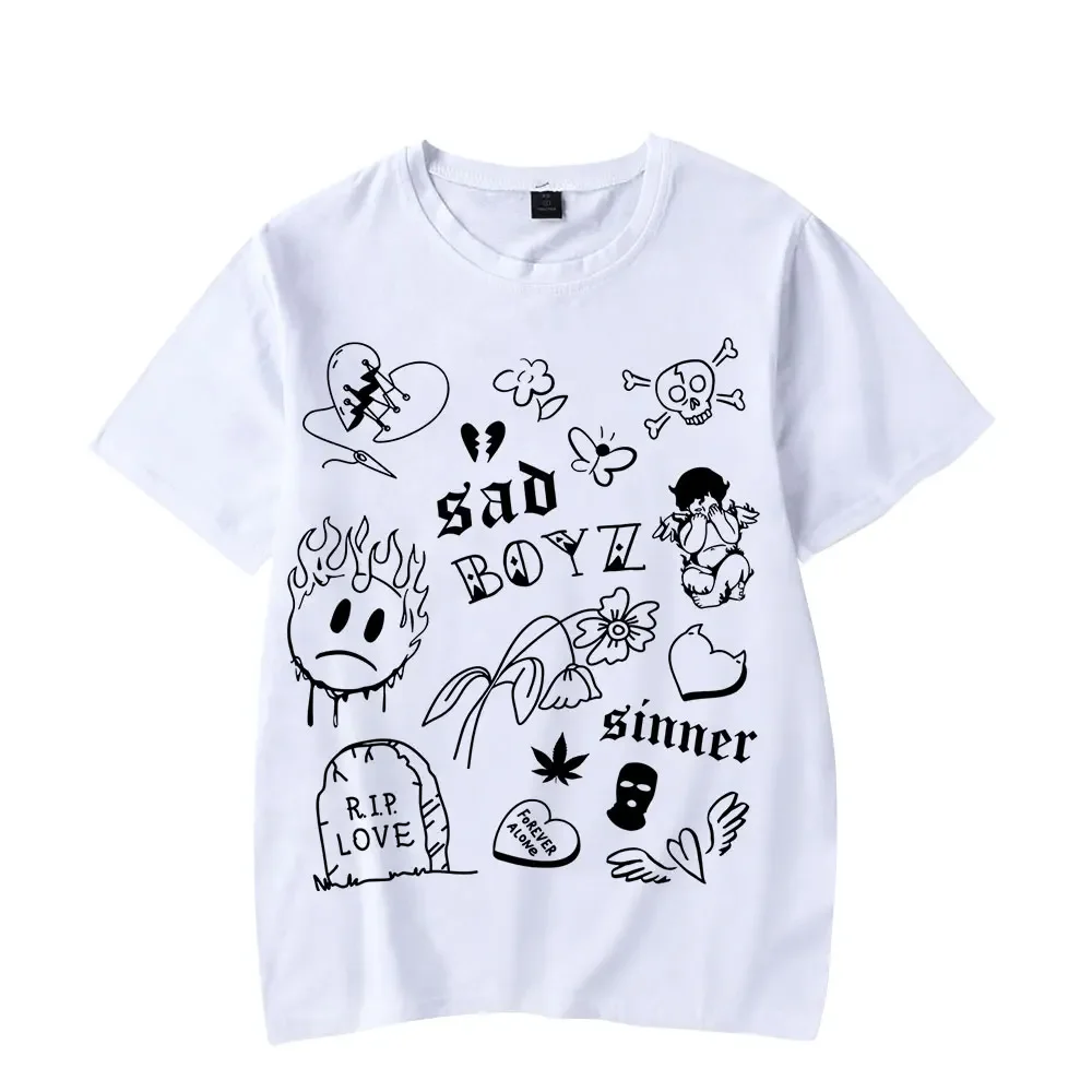 Summer Junior H No Love Tee Sad Boyz Tour Merch T-shirts Women Men Short Sleeve Graphic Tees Fashion Casual Streetwear Tops