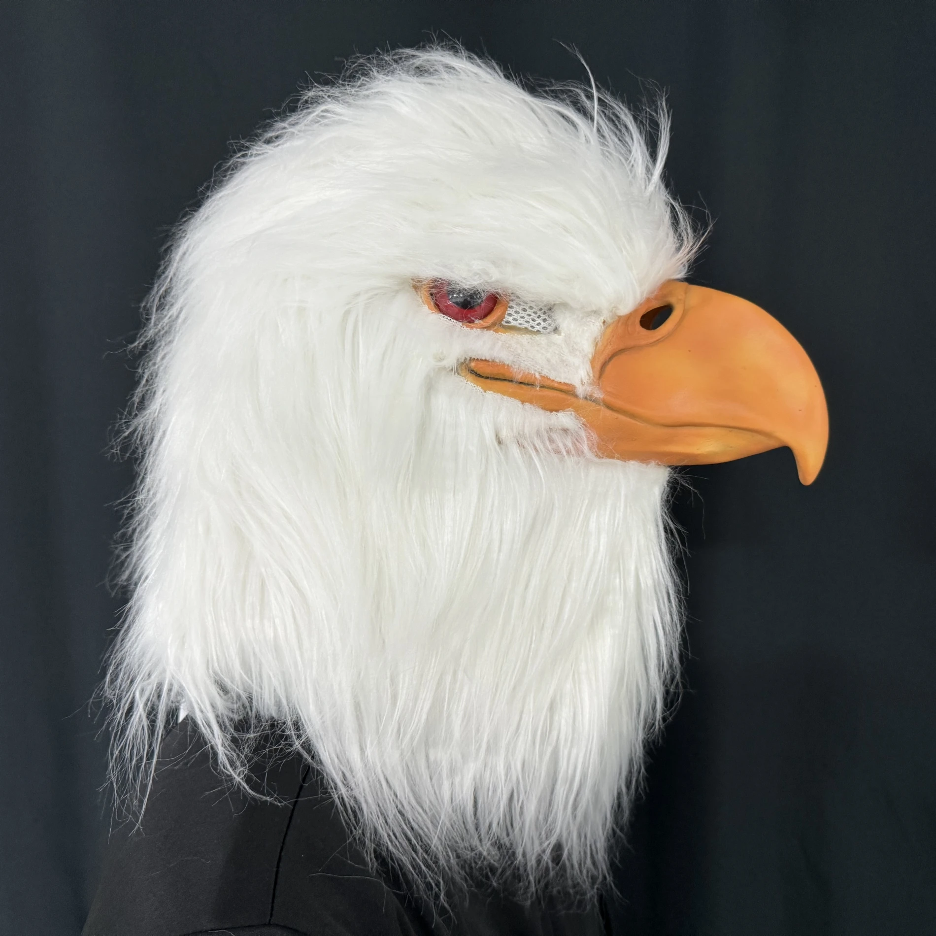 Weiße Adler-Latexmaske – realistische Vogelkopf-Kostümfedern für Erwachsene, Halloween, Party, Cosplay, Tier-Requisite, Maskerade, Karneval – Detail 7