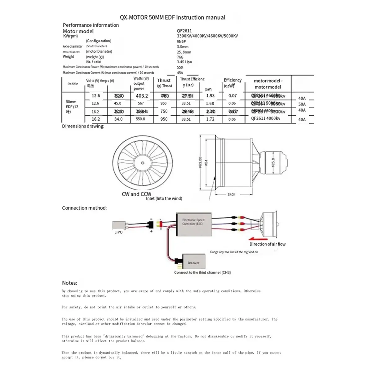 

QF2611-4000KV CCW 50 мм EDF 12 лопастей канальный вентилятор с бесщеточным двигателем QF2611 для радиоуправляемого самолета [sgqu-Toy]