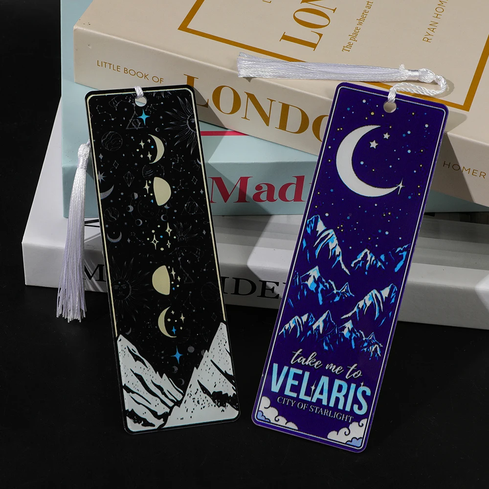 Acotar Fantasy Mountain Universe Starry Sky Acrylic Bookmark, suitable for women, men, students, teachers, readers, page markers