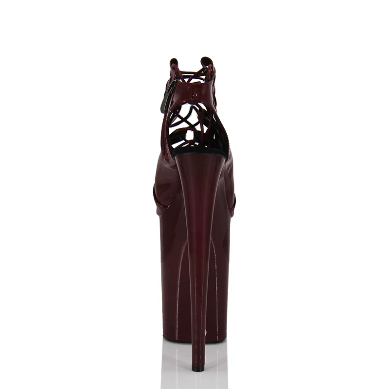 Sexy Burgundy Patent High Heels 23cm Ultra Stiletto Shoes for Women Pole Dance Sandals Club Party Stage Performance Footwear