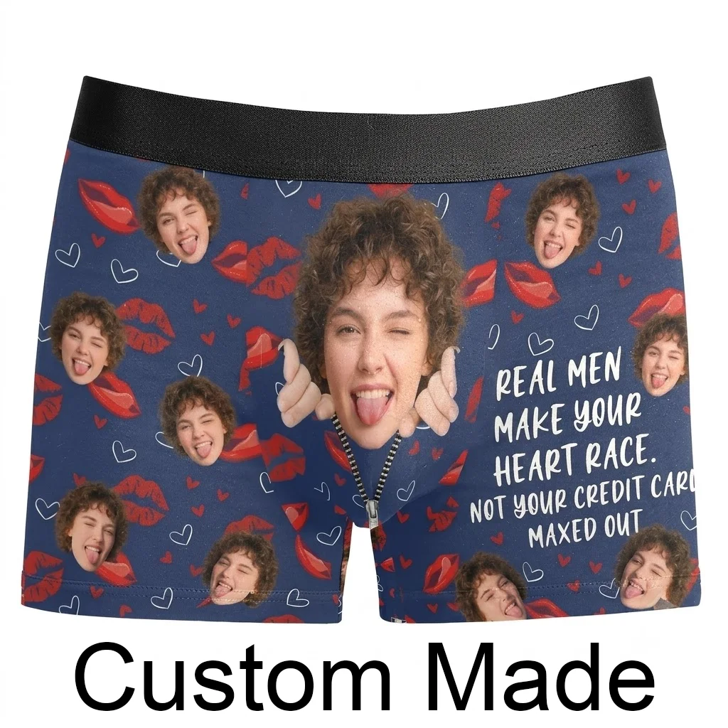 Custom Face Boxers For Men Personalized Photo Underwear Funny Prank Gag Gift For Boyfriend Husband Anniversary Birthday Present