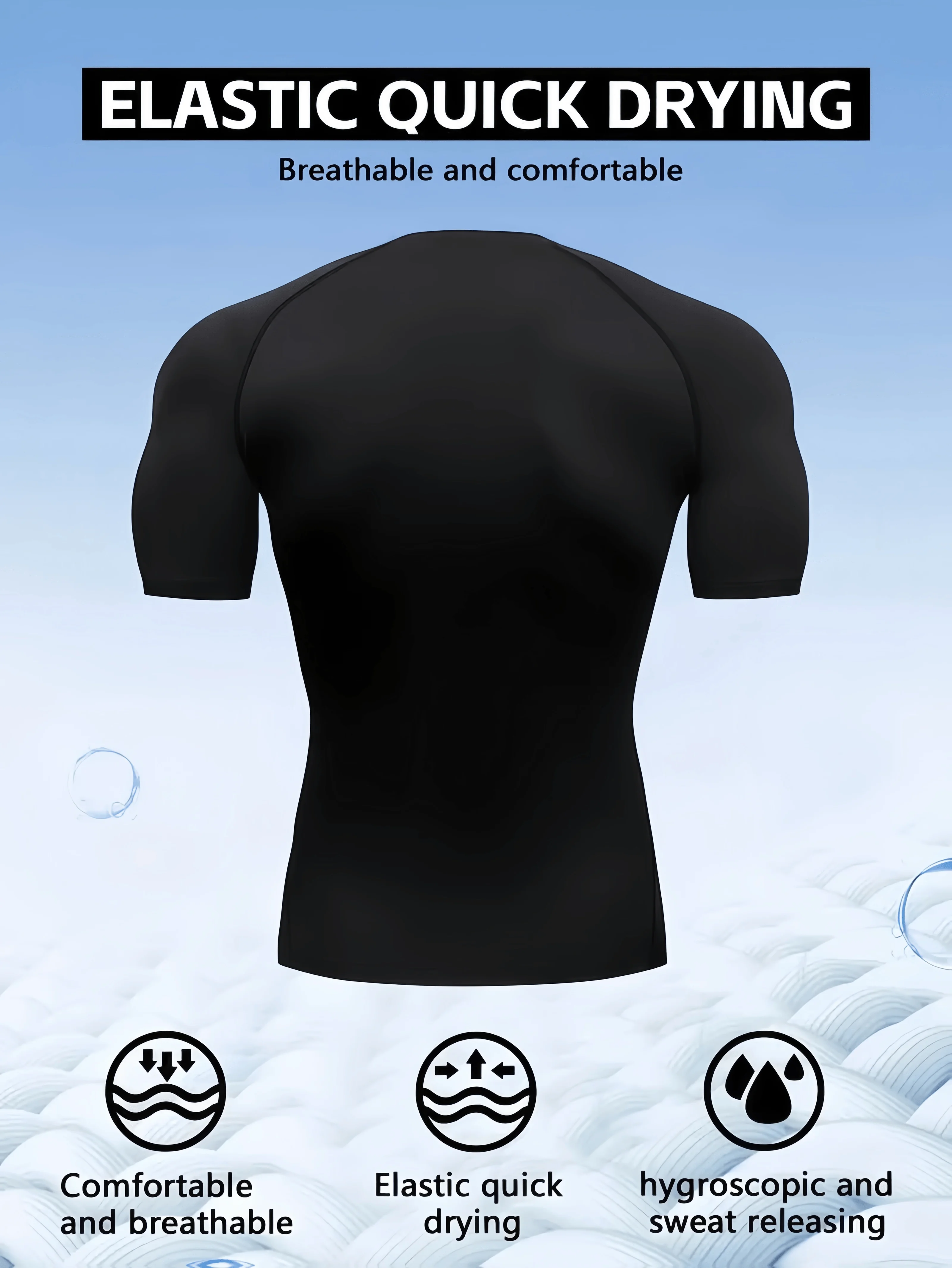 Men's and Women's Matching Short Sleeve T-Shirt with Pressed Design Printed RUN Pattern Fitness Top Suitable for Running - J34