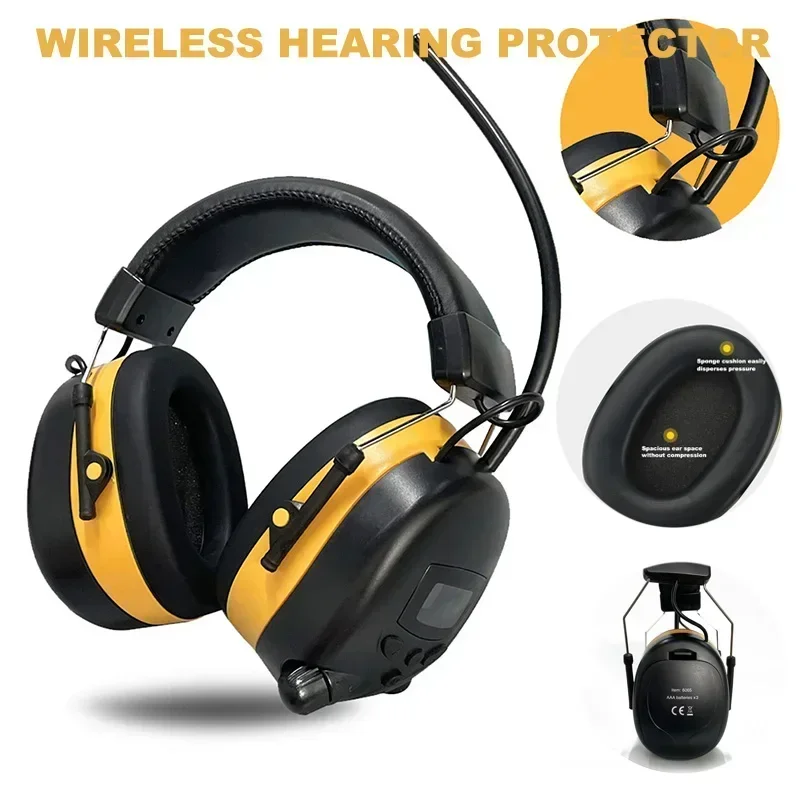 FM AM Radio Headphones , 30dB SNR Hearing Protection Safety Earmuffs for Mowing Work Shops