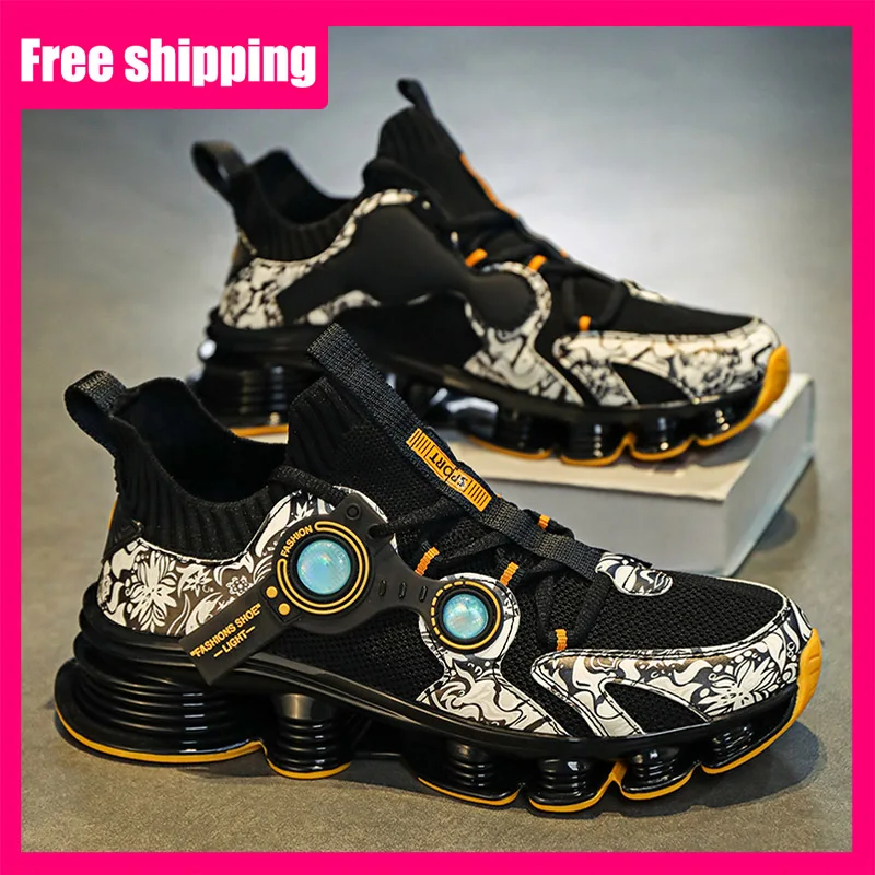 

Мужские кроссовки для бега с толстой подошвой, амортизирующие, комфортные, дышащие, из сетчатого материала, модные, эластичные, для фитнеса и отдыха