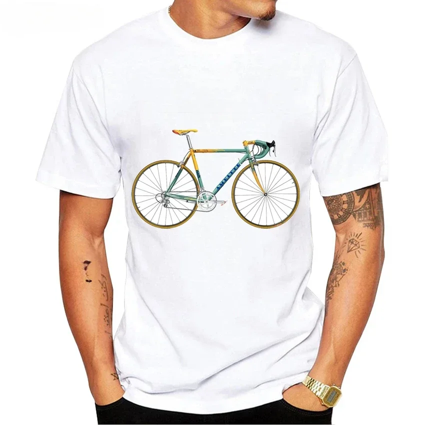 Summer Men Short Sleeve Vintage CoIIaction Of The Marco Pantani Bike From 1998 Print T-Shirt Boy Casual White Tees Bicycles Tops